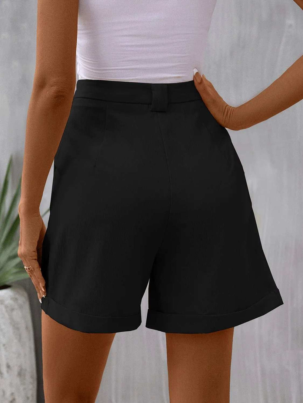 Pocketed Mid-Rise Waist Shorts - Trendsi - Flyclothing LLC