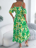 Printed Cold Shoulder Midi Cami Dress - Trendsi - Flyclothing LLC