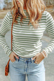 Striped Mock Neck Long Sleeve Top - Trendsi - Flyclothing LLC