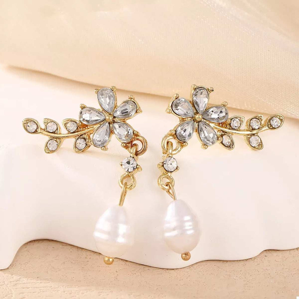 Flower Pearl Drop Earrings - Trendsi - Flyclothing LLC