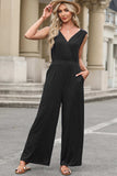 Surplice Wide Strap Jumpsuit with Pockets - Trendsi - Flyclothing LLC