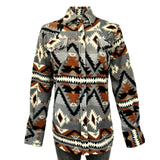 Rockmont Clothing Women's Native Pattern Fleece Western Shirt in Grey & Brown - Rockmount Clothing - Flyclothing LLC