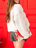 Bow Round Neck Dropped Shoulder Sweater - Trendsi - Flyclothing LLC