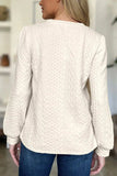 Textured Round Neck Long Sleeve Sweatshirt - Trendsi - Flyclothing LLC