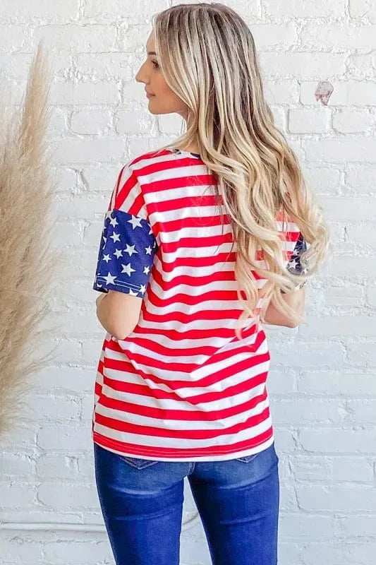 And The Why American Flag Short Sleeve Top - Trendsi - Flyclothing LLC
