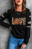 Sequin Leopard Long Sleeve Sweatshirt - Trendsi - Flyclothing LLC
