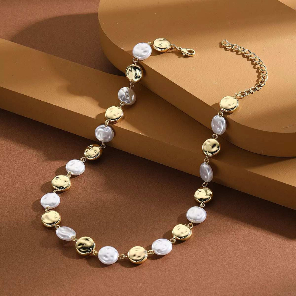 Alloy Pearl Chain Necklace - Trendsi - Flyclothing LLC