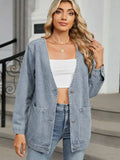 Pocketed V-Neck Button Up Denim Jacket - Trendsi - Flyclothing LLC