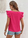 Ruffled Square Neck Cap Sleeve Blouse - Trendsi - Flyclothing LLC