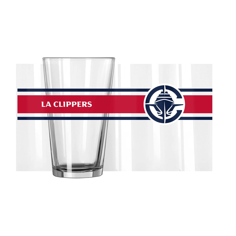 Los Angeles Clippers 16oz Stripe Pint Glass - Logo Brands - Flyclothing LLC