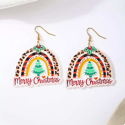 Christmas Rainbow Dangle Earrings - Trendsi - Flyclothing LLC