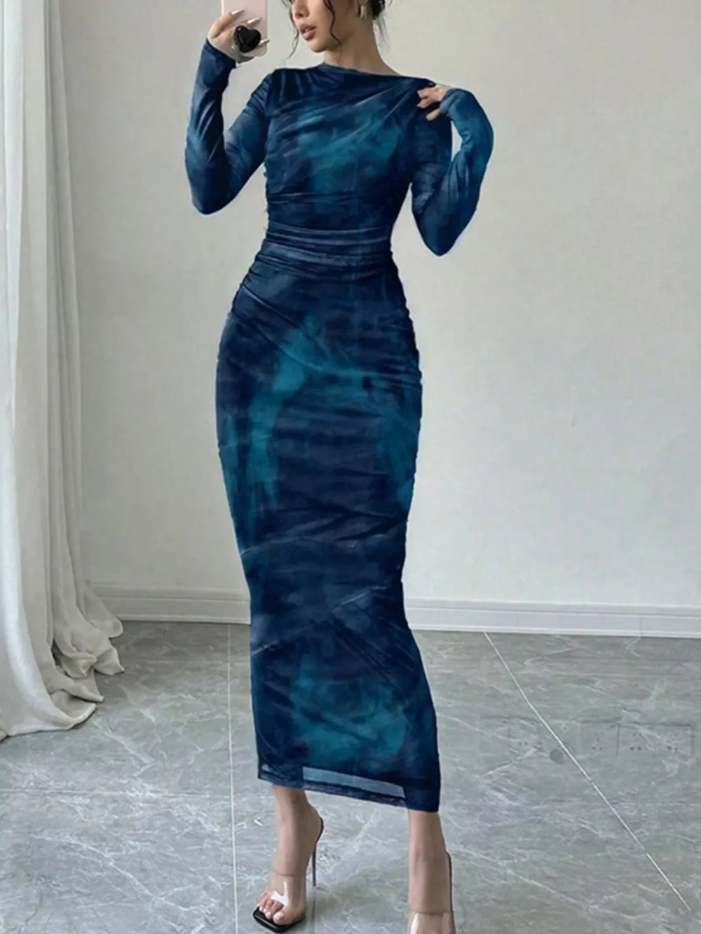 Tie-Dye Bodycon Maxi Dress - Trendsi - Flyclothing LLC