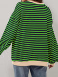 Contrast Striped Long Sleeve Sweatshirt - Trendsi - Flyclothing LLC
