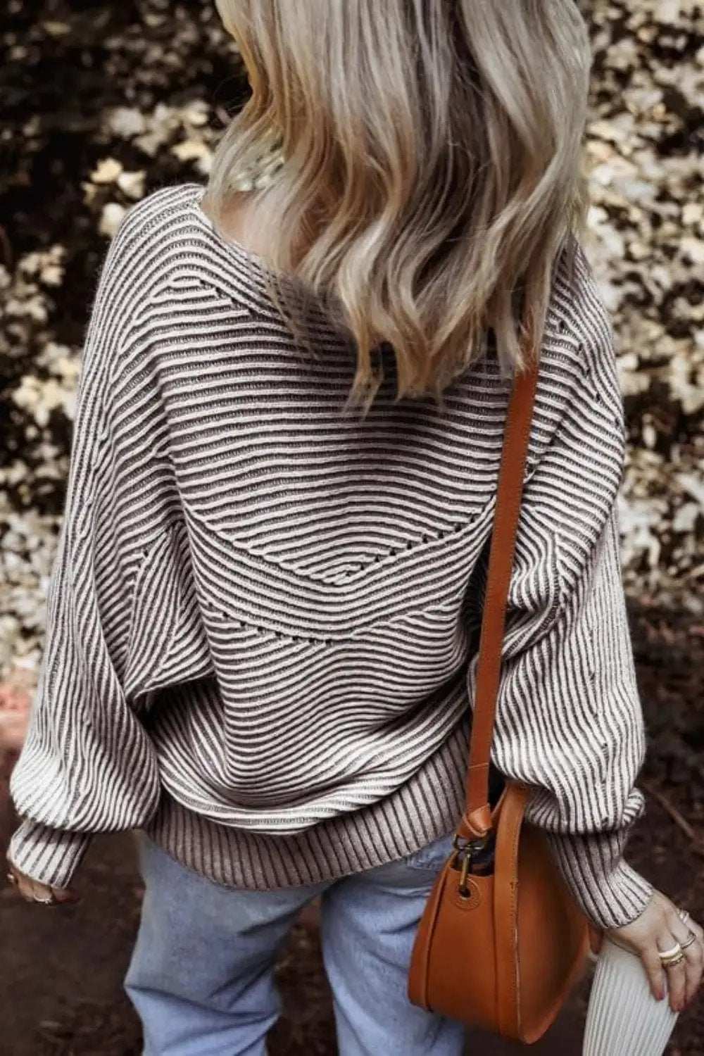 Textured Striped Round Neck Long Sleeve Top - Trendsi - Flyclothing LLC