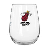 Miami Heat 16oz Satin Etch Curved Beverage Glass - Logo Brands - Flyclothing LLC