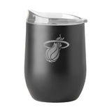 Miami Heat 16oz Black Etch Powder Coat Curved Bev - Logo Brands - Flyclothing LLC