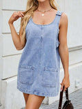 Scoop Neck Wide Strap Denim Dress - Trendsi - Flyclothing LLC