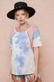 BiBi Tie Dye Printed Cotton Color Block T-Shirt - Trendsi - Flyclothing LLC
