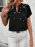Floral Notched Short Sleeve Blouse - Trendsi - Flyclothing LLC