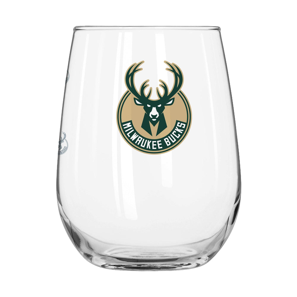 Milwaukee Bucks 16oz Satin Etch Curved Beverage Glass - Logo Brands - Flyclothing LLC
