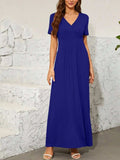Surplice Short Sleeve Maxi Dress - Trendsi - Flyclothing LLC