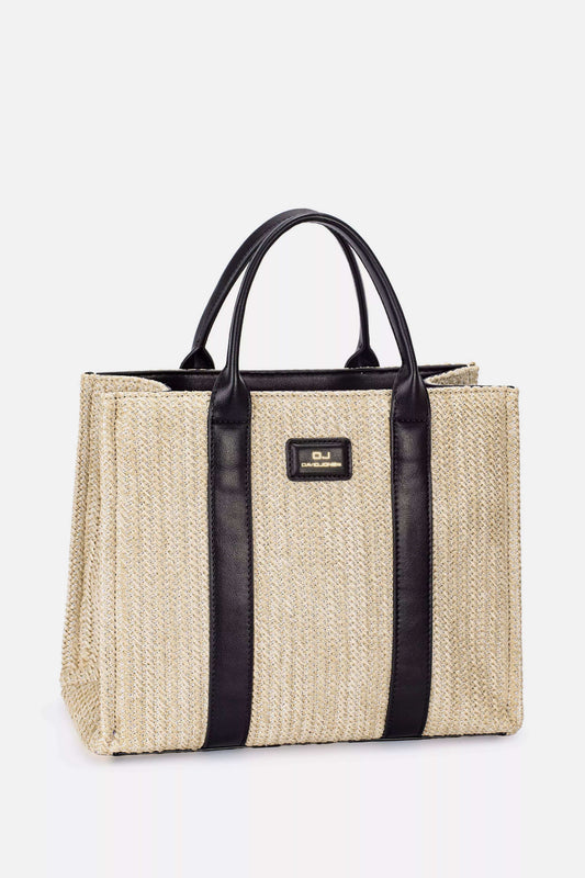David Jones Square Woven Tote Handbag - Trendsi - Flyclothing LLC