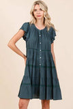 Mittoshop Lace Detail Ruffled Button Down Tiered Dress - Trendsi - Flyclothing LLC
