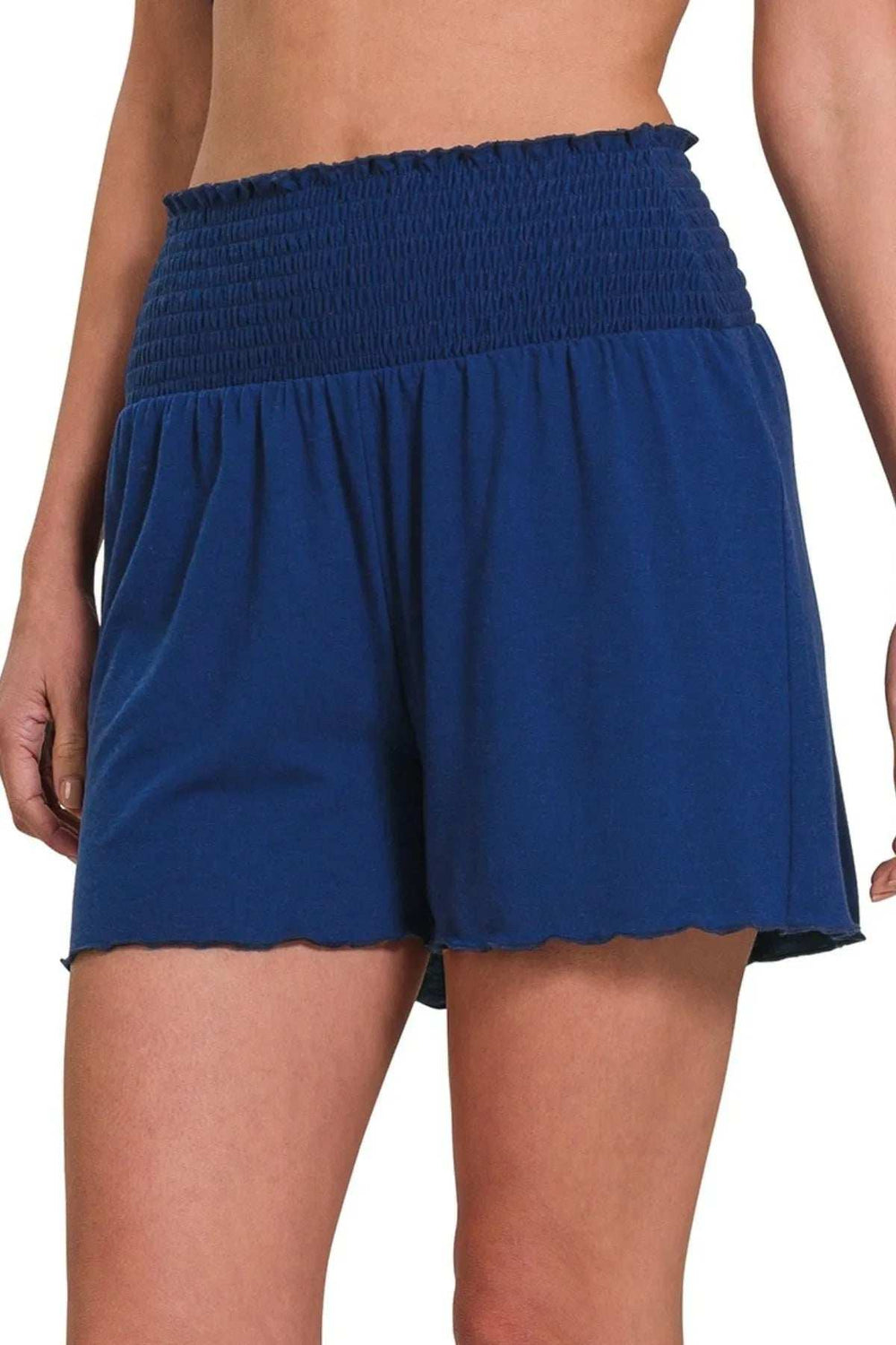 Zenana Elastic Waist Smocked Shorts - Trendsi - Flyclothing LLC