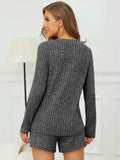 Ribbed Round Neck Top and Shorts Set - Trendsi - Flyclothing LLC