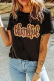 THANKFUL Sequin Round Neck Short Sleeve T-Shirt - Trendsi - Flyclothing LLC