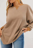 Round Neck Long Sleeve Sweatshirt - Trendsi - Flyclothing LLC