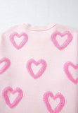 High-Low Heart Round Neck Long Sleeve Sweater - Trendsi - Flyclothing LLC