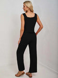 Square Neck Tank and Wide Leg Pants Set - Trendsi - Flyclothing LLC