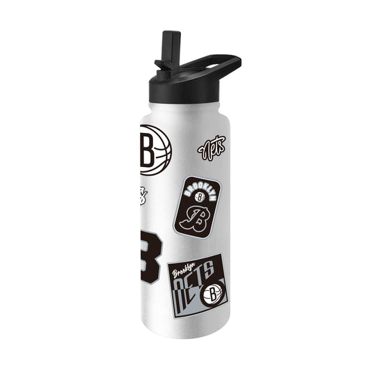 Brooklyn Nets 34oz White Dreamweave Quencher Bottle - Logo Brands - Flyclothing LLC