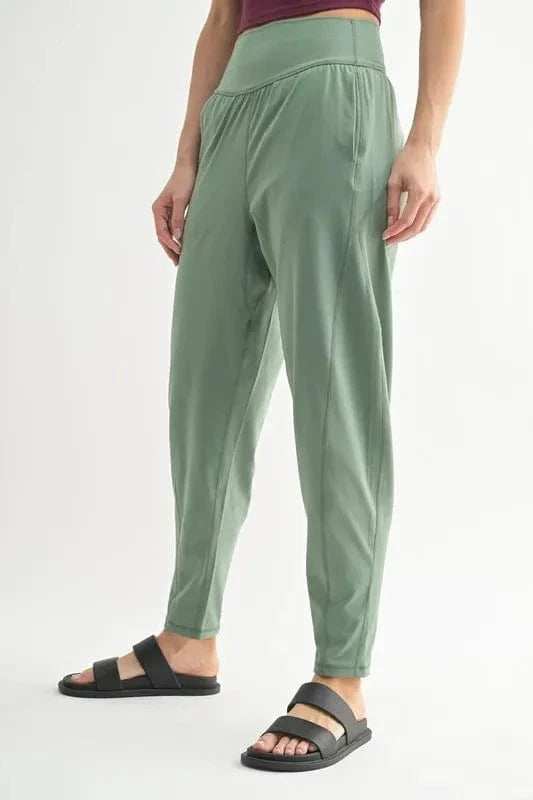 MONO B Flowbarrel High Waist Active Pants - Trendsi - Flyclothing LLC