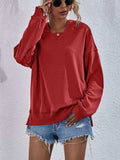 Dropped Shoulder Slit Hoodie - Trendsi - Flyclothing LLC