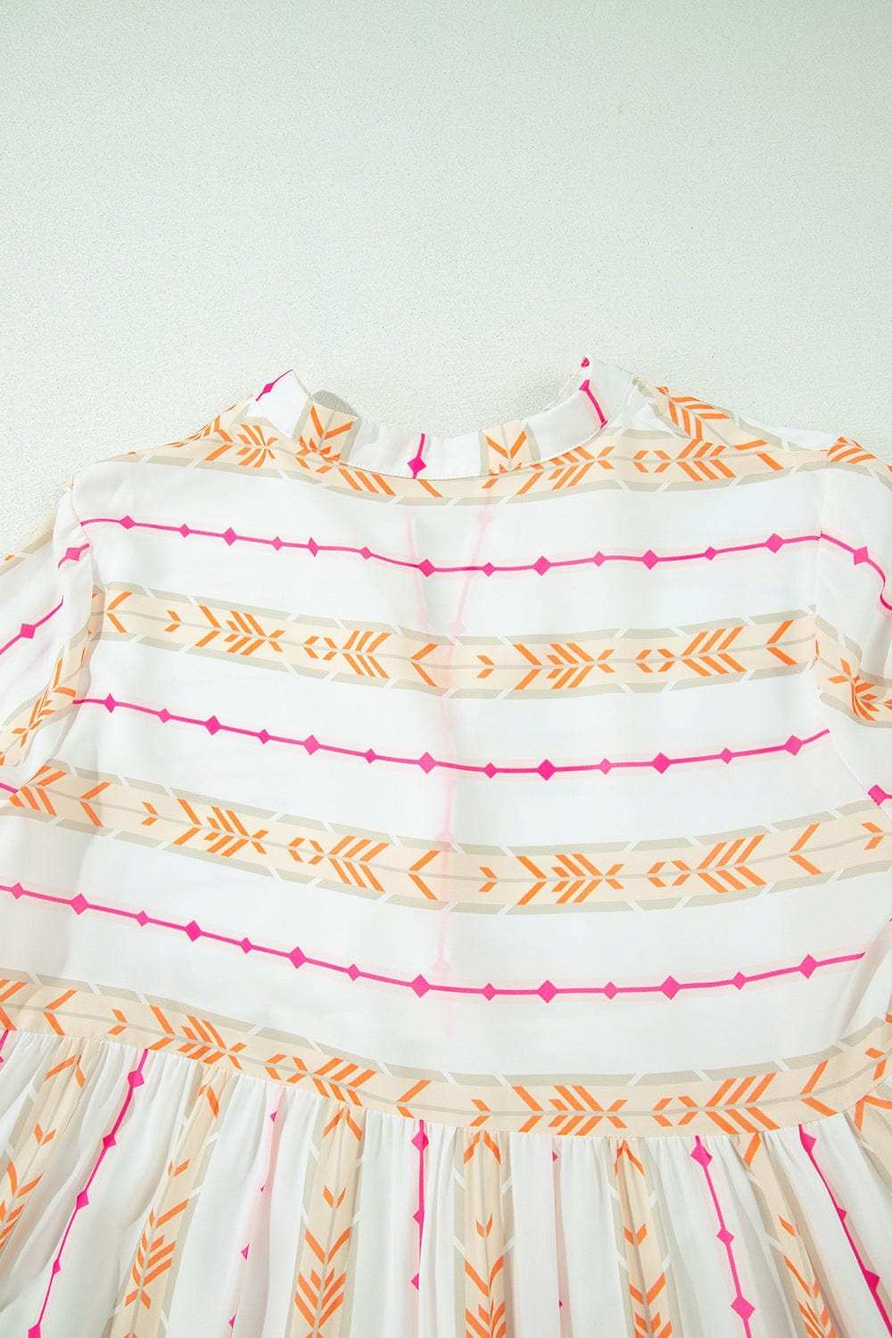 Printed Ruffled Notched Loose Dress - Trendsi - Flyclothing LLC