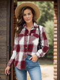 Full Size Pocketed Plaid Collared Neck Shacket - Trendsi - Flyclothing LLC