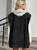 Removable Hood Button Up Cap Sleeve Denim Jacket - Trendsi - Flyclothing LLC