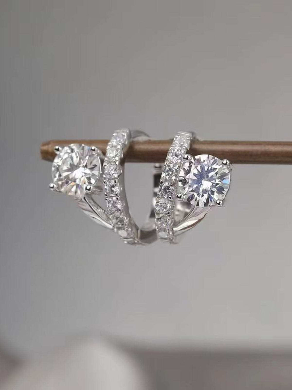 2 Carat Moissanite 925 Sterling Silver Huggie Earrings - Trendsi - Flyclothing LLC
