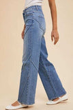 Annie Wear Decorative Seams Wide Leg Jeans - Trendsi - Flyclothing LLC