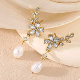 Flower Pearl Drop Earrings - Trendsi - Flyclothing LLC