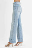 RISEN Full Size Tummy Control High Rise Ankle Wide Cuffed Jeans Plus Size - Trendsi - Flyclothing LLC