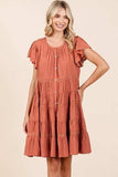 Mittoshop Lace Detail Ruffled Button Down Tiered Dress - Trendsi - Flyclothing LLC