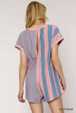 Umgee Mixed Striped Short Sleeve Romper - Trendsi - Flyclothing LLC