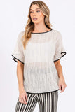 GeeGee Contrast Trim Short Sleeve Knit Cover Up - Trendsi - Flyclothing LLC