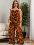 Full Size Leopard Scoop Neck Wide Leg Jumpsuit - Trendsi - Flyclothing LLC