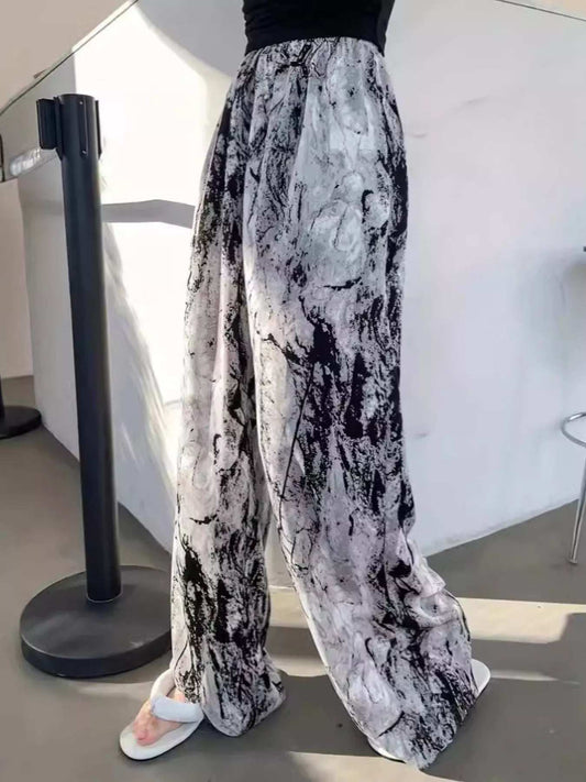 Abstract Print Wide Leg Pants - Trendsi - Flyclothing LLC