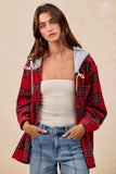BiBi Brushed Plaid Hooded Jacket - Trendsi - Flyclothing LLC