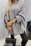 Round Neck Batwing Sleeve Sweater - Trendsi - Flyclothing LLC